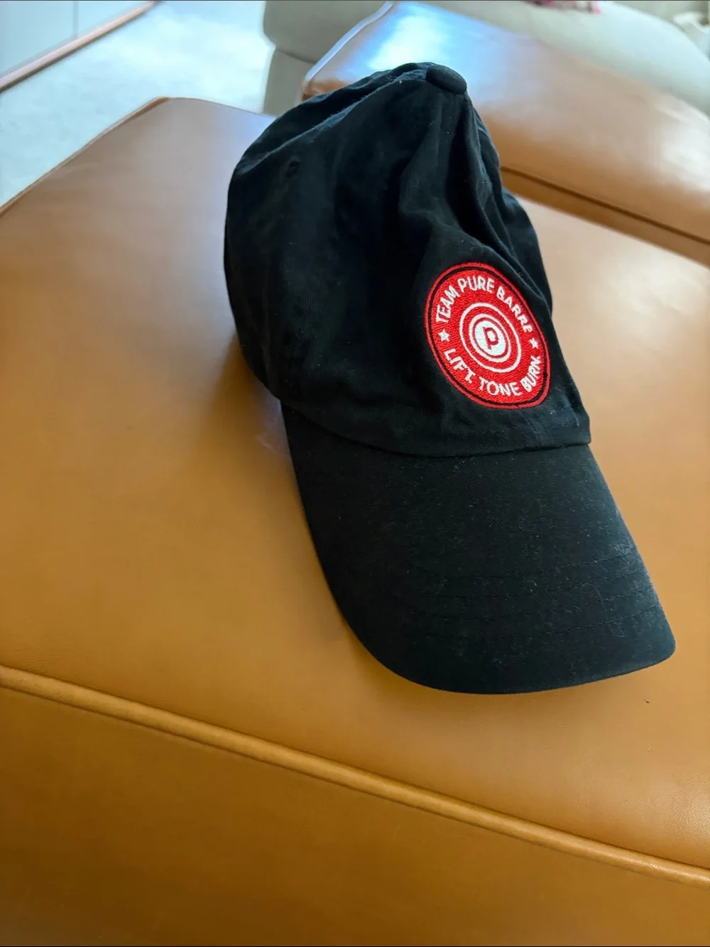 Pure Barre Black Hat with Red Patch Logo